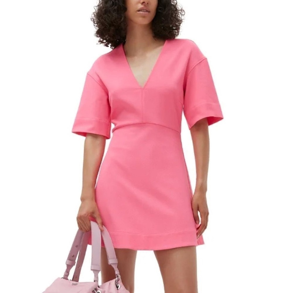 Ganni Stretch Suiting V-Neck Mini Dress - Picture 4 of 16